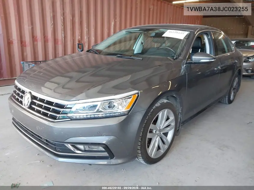 2018 VOLKSWAGEN PASSAT VIN 1VWBA7A38JC023255 — фото 2