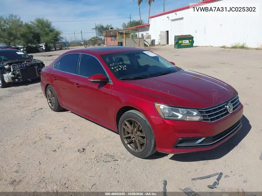 VOLKSWAGEN PASSAT 2018, VIN 1VWBA7A31JC025302