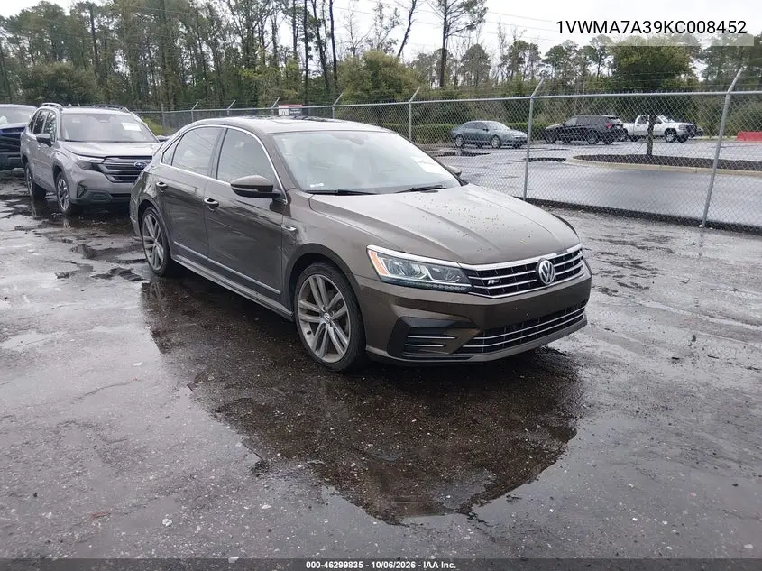 VOLKSWAGEN PASSAT 2019, VIN 1VWMA7A39KC008452