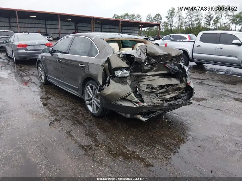 2019 VOLKSWAGEN PASSAT VIN 1VWMA7A39KC008452 — фото 3