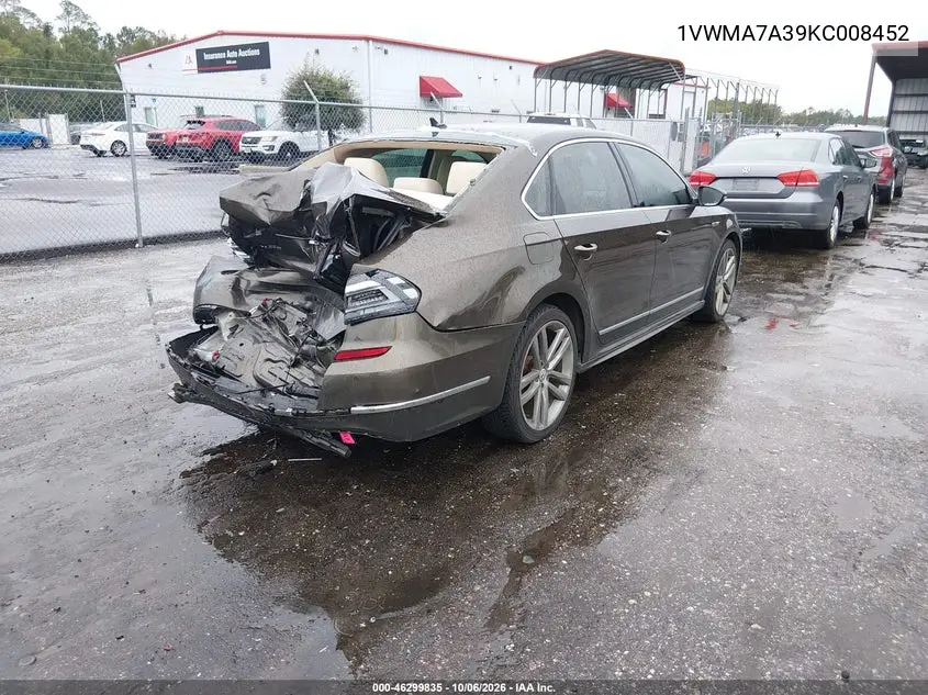2019 VOLKSWAGEN PASSAT VIN 1VWMA7A39KC008452 — фото 4
