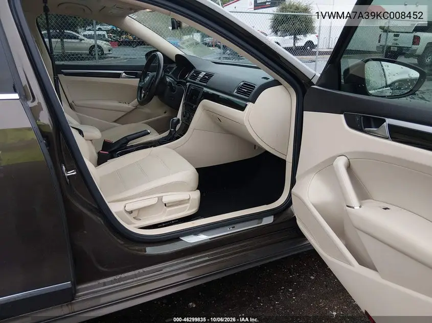 2019 VOLKSWAGEN PASSAT VIN 1VWMA7A39KC008452 — фото 5
