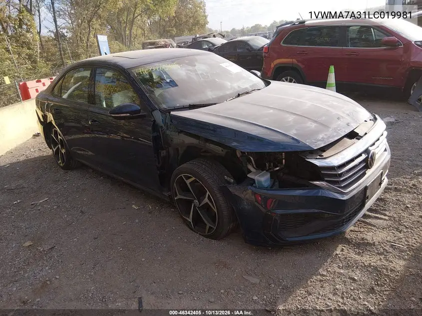 VOLKSWAGEN PASSAT 2020, VIN 1VWMA7A31LC019981