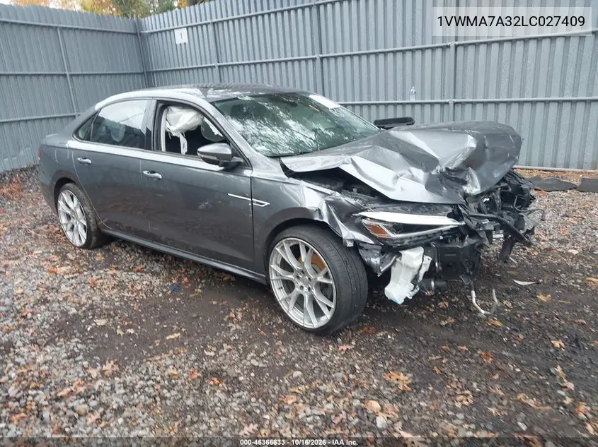 VOLKSWAGEN PASSAT 2020, VIN 1VWMA7A32LC027409