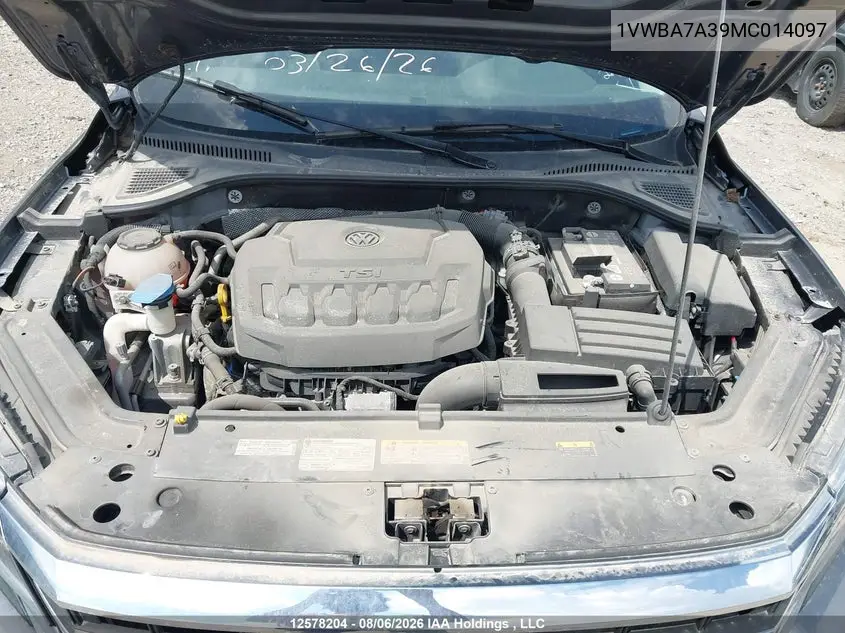 2021 VOLKSWAGEN PASSAT VIN 1VWBA7A39MC014097 — фото 10