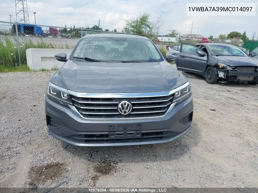 2021 VOLKSWAGEN PASSAT VIN 1VWBA7A39MC014097 — фото 13