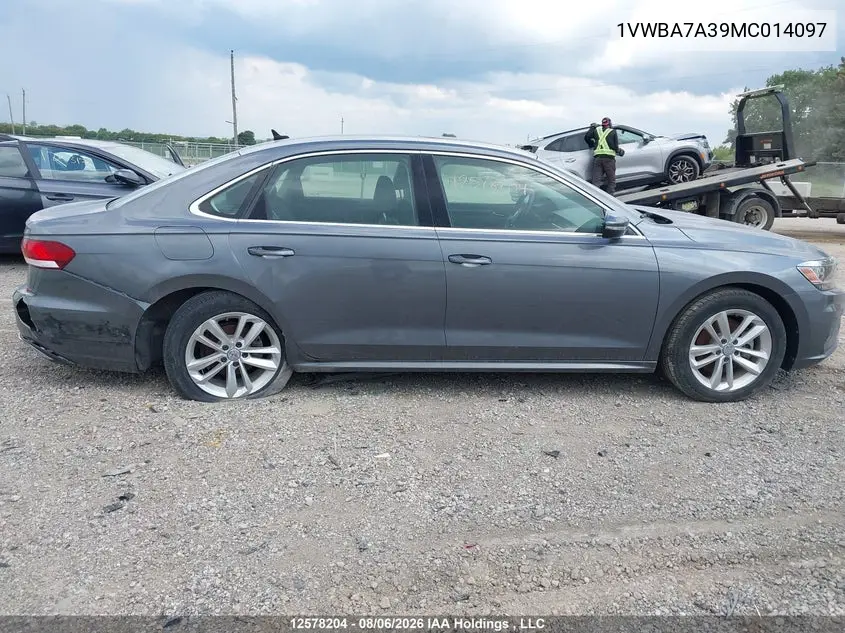2021 VOLKSWAGEN PASSAT VIN 1VWBA7A39MC014097 — фото 14