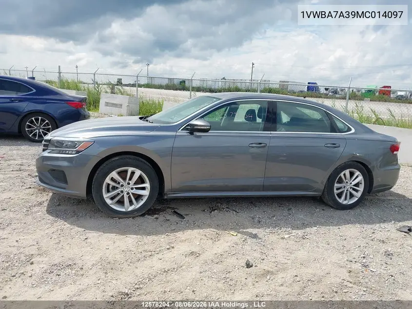2021 VOLKSWAGEN PASSAT VIN 1VWBA7A39MC014097 — фото 15