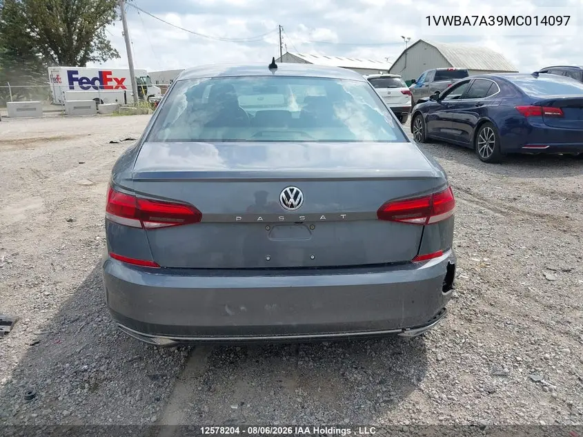 2021 VOLKSWAGEN PASSAT VIN 1VWBA7A39MC014097 — фото 17