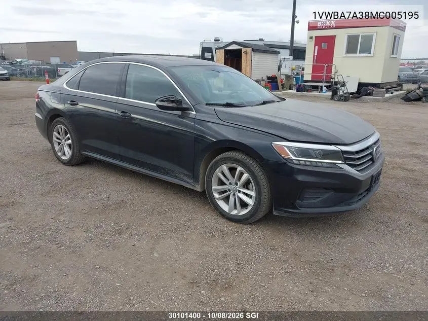 VOLKSWAGEN PASSAT 2021, VIN 1VWBA7A38MC005195