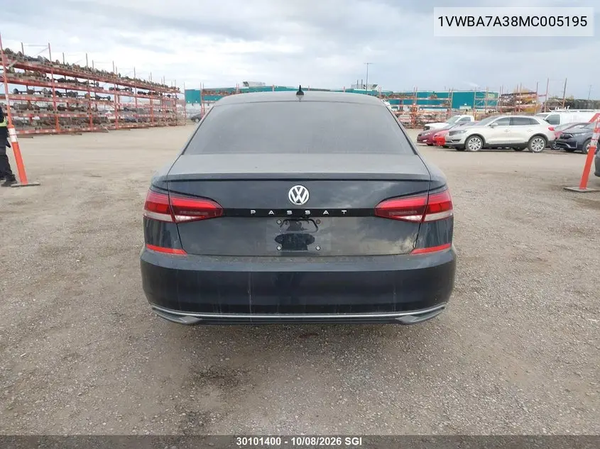 2021 VOLKSWAGEN PASSAT VIN 1VWBA7A38MC005195 — фото 16