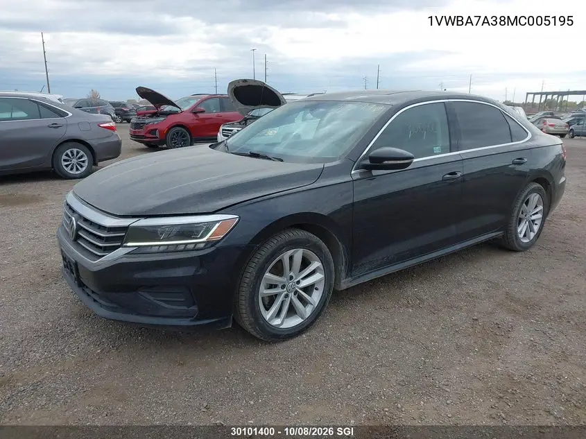 2021 VOLKSWAGEN PASSAT VIN 1VWBA7A38MC005195 — фото 2
