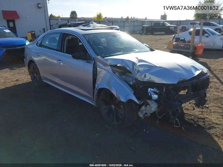 VOLKSWAGEN PASSAT 2021, VIN 1VWSA7A36MC001632