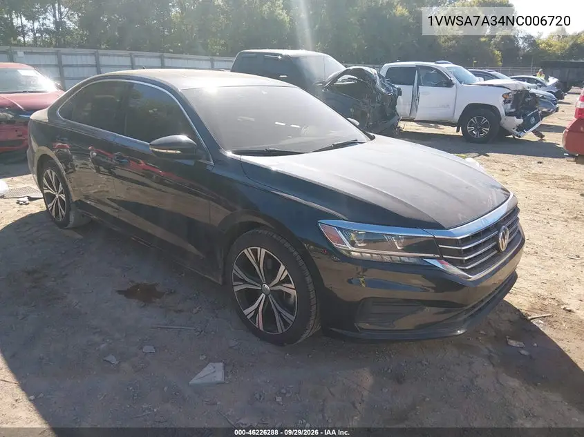 VOLKSWAGEN PASSAT 2022, VIN 1VWSA7A34NC006720