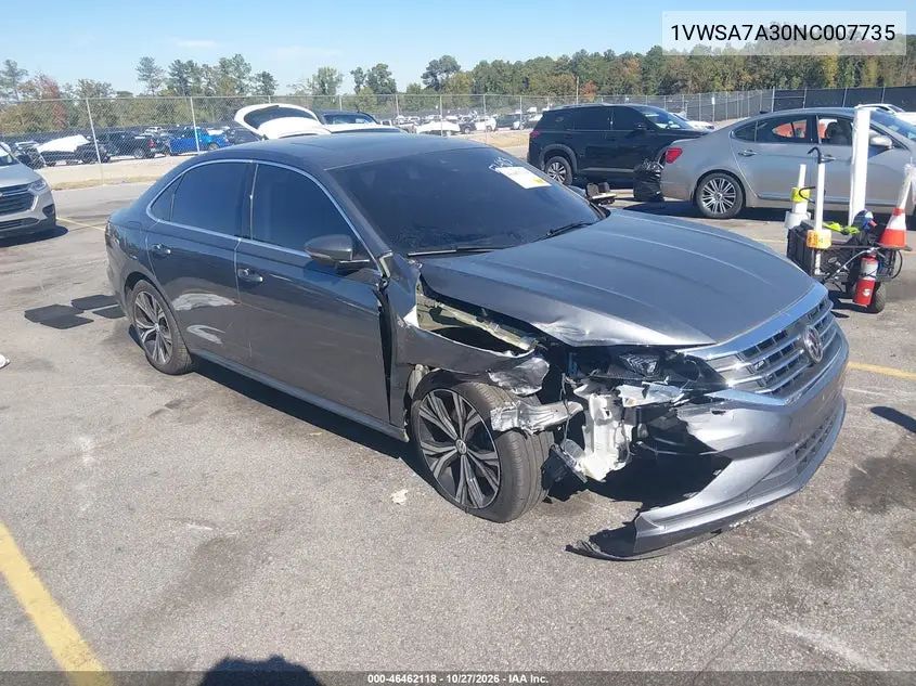 VOLKSWAGEN PASSAT 2022, VIN 1VWSA7A30NC007735
