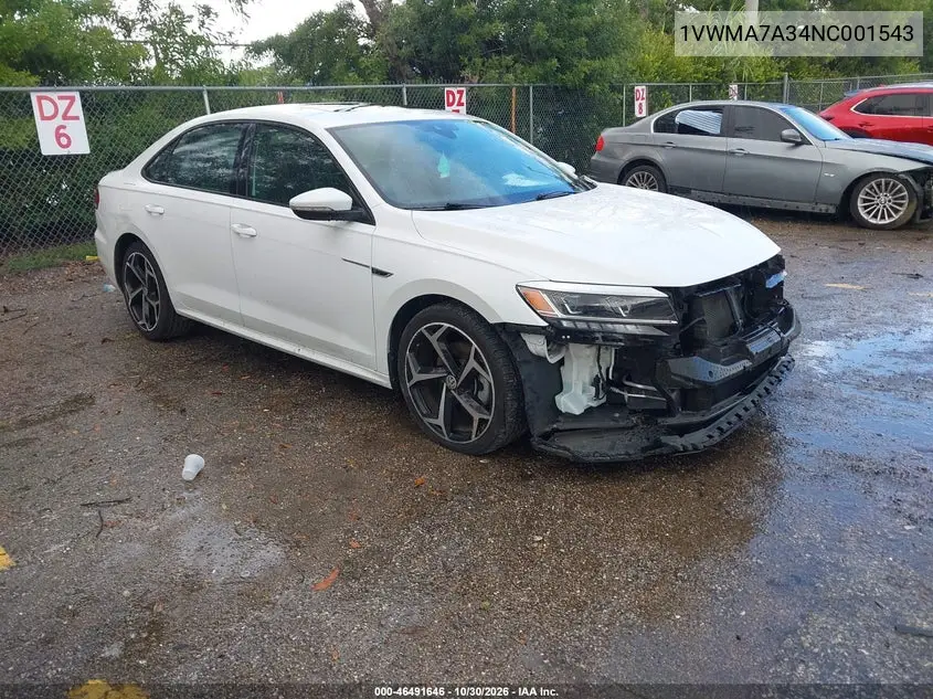 VOLKSWAGEN PASSAT 2022, VIN 1VWMA7A34NC001543