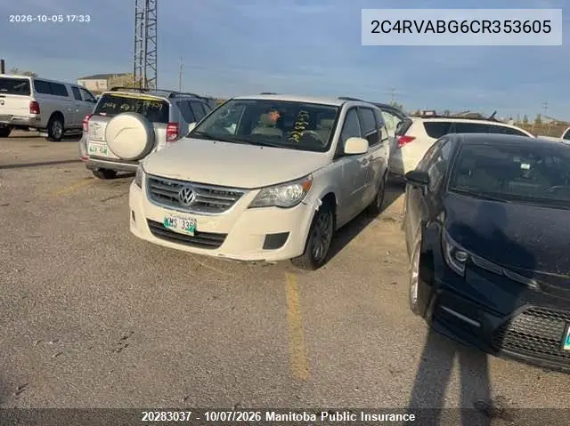 VOLKSWAGEN ROUTAN 2012, VIN 2C4RVABG6CR353605