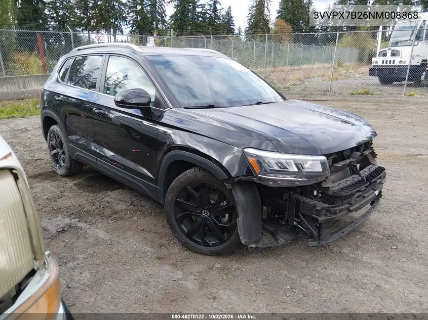VOLKSWAGEN TAOS 2022, VIN 3VVPX7B26NM008868