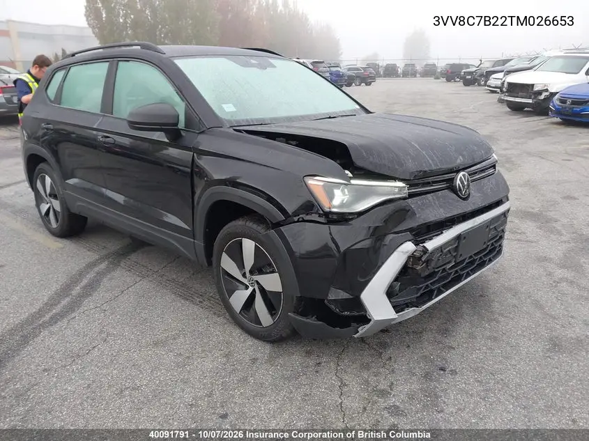 VOLKSWAGEN TAOS 2026, VIN 3VV8C7B22TM026653