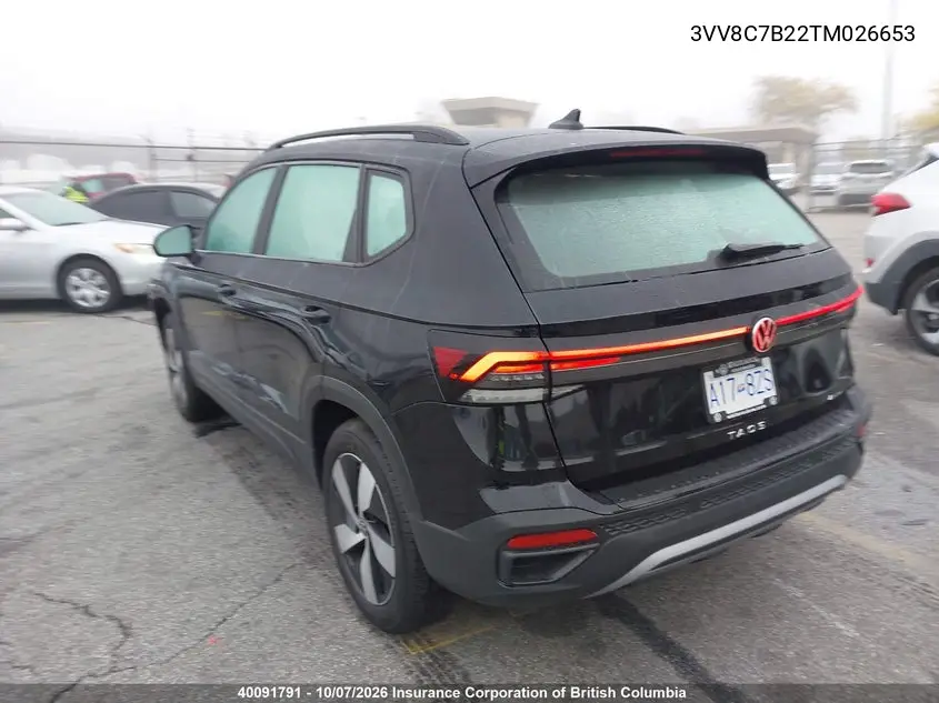 2026 VOLKSWAGEN TAOS VIN 3VV8C7B22TM026653 — фото 3
