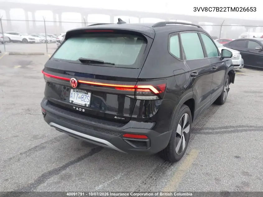 2026 VOLKSWAGEN TAOS VIN 3VV8C7B22TM026653 — фото 4