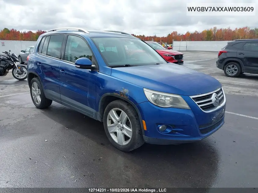 VOLKSWAGEN TIGUAN 2010, VIN WVGBV7AXXAW003609