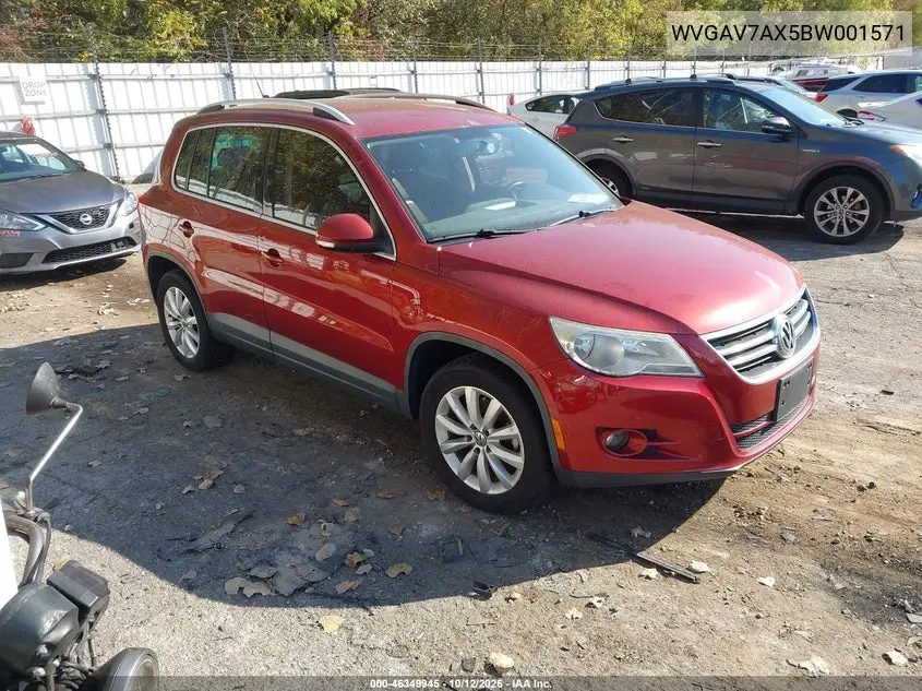 VOLKSWAGEN TIGUAN 2011, VIN WVGAV7AX5BW001571