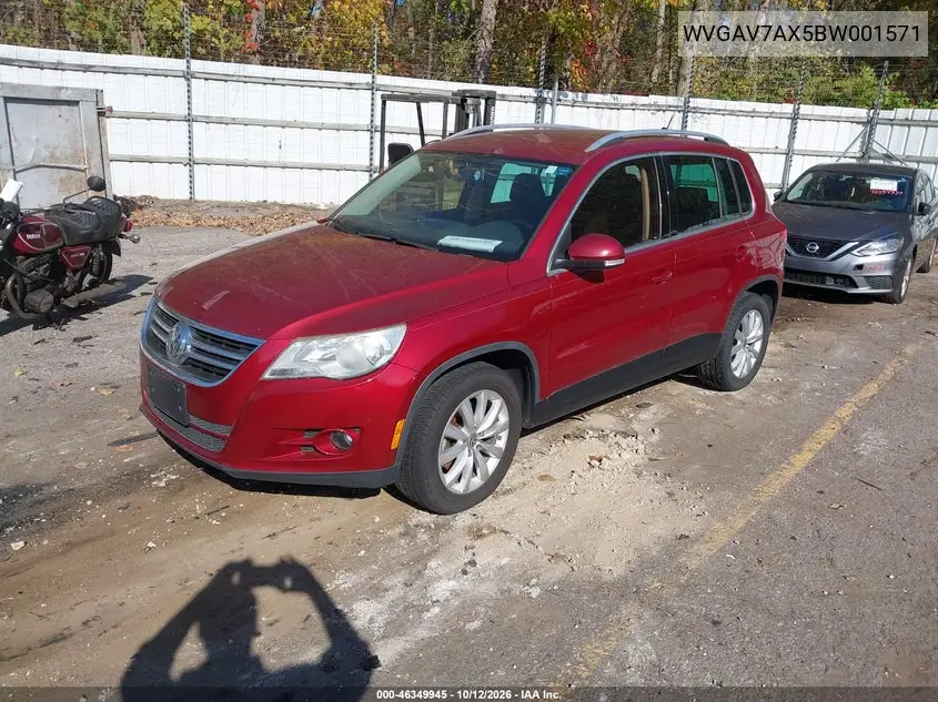 2011 VOLKSWAGEN TIGUAN VIN WVGAV7AX5BW001571 — фото 2