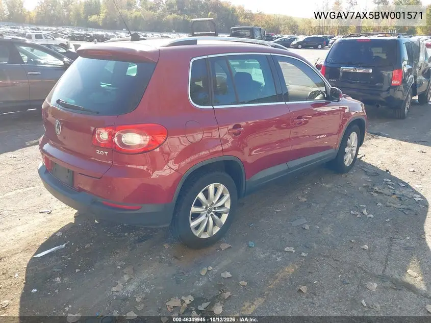 2011 VOLKSWAGEN TIGUAN VIN WVGAV7AX5BW001571 — фото 4