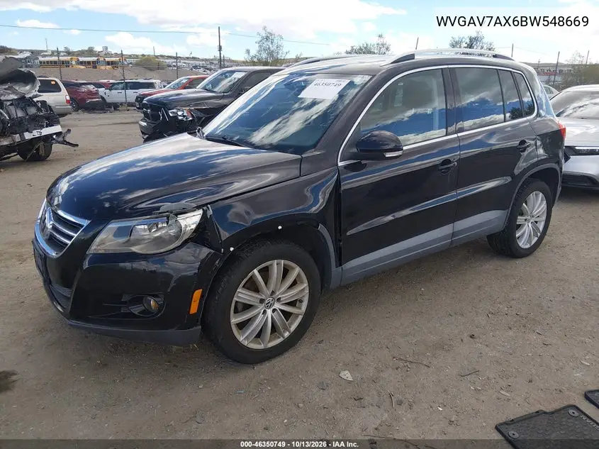 2011 VOLKSWAGEN TIGUAN VIN WVGAV7AX6BW548669 — фото 2