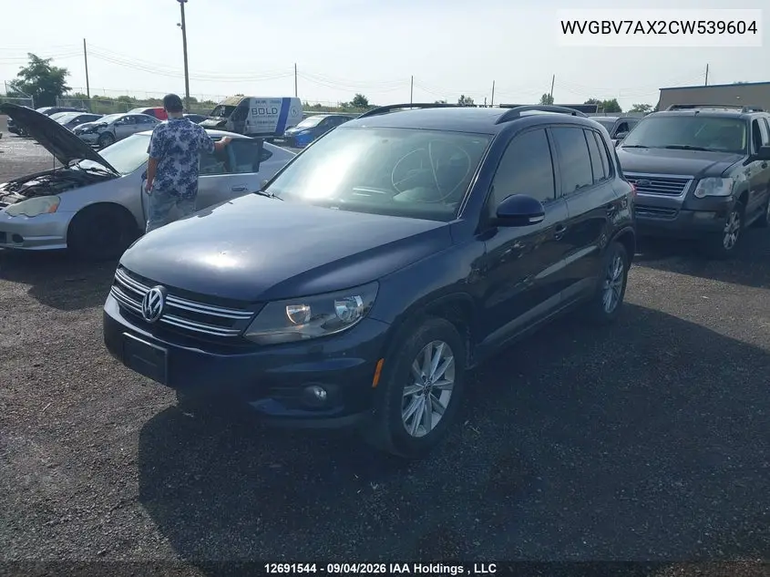 2012 VOLKSWAGEN TIGUAN VIN WVGBV7AX2CW539604 — фото 2