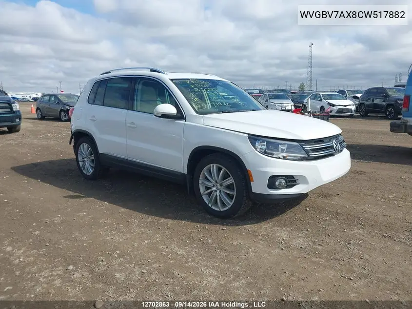 VOLKSWAGEN TIGUAN 2012, VIN WVGBV7AX8CW517882