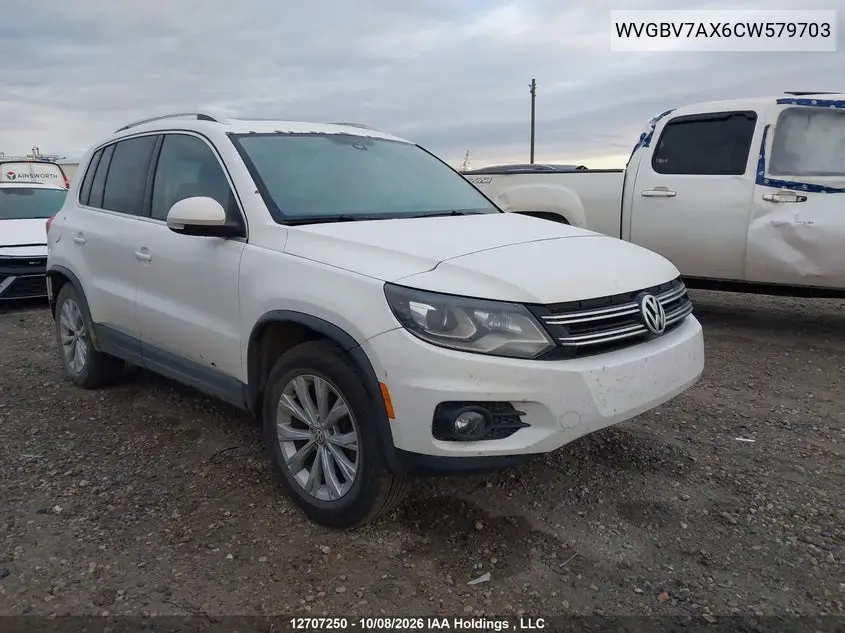 VOLKSWAGEN TIGUAN 2012, VIN WVGBV7AX6CW579703