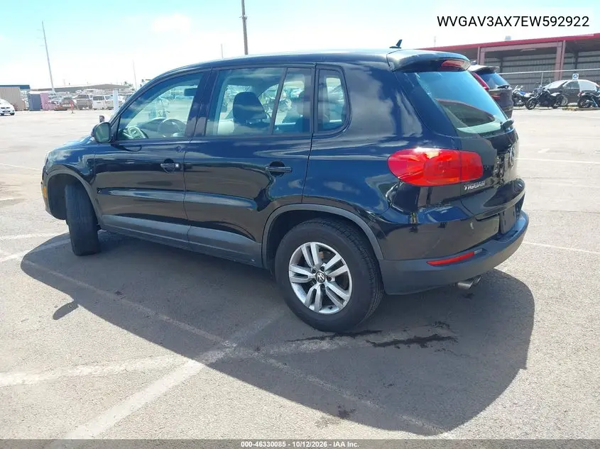 2014 VOLKSWAGEN TIGUAN VIN WVGAV3AX7EW592922 — фото 3