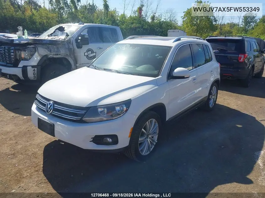 2015 VOLKSWAGEN TIGUAN VIN WVGJV7AX5FW553349 — фото 2