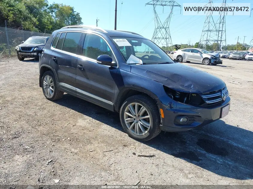 VOLKSWAGEN TIGUAN 2016, VIN WVGBV7AX0GW578472