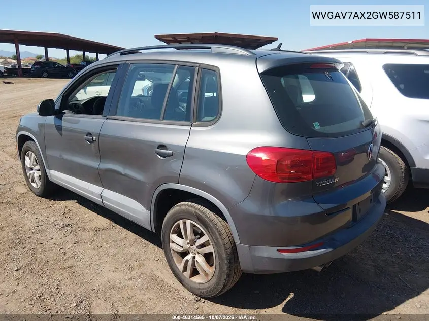 2016 VOLKSWAGEN TIGUAN VIN WVGAV7AX2GW587511 — фото 3