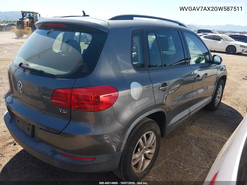 2016 VOLKSWAGEN TIGUAN VIN WVGAV7AX2GW587511 — фото 4