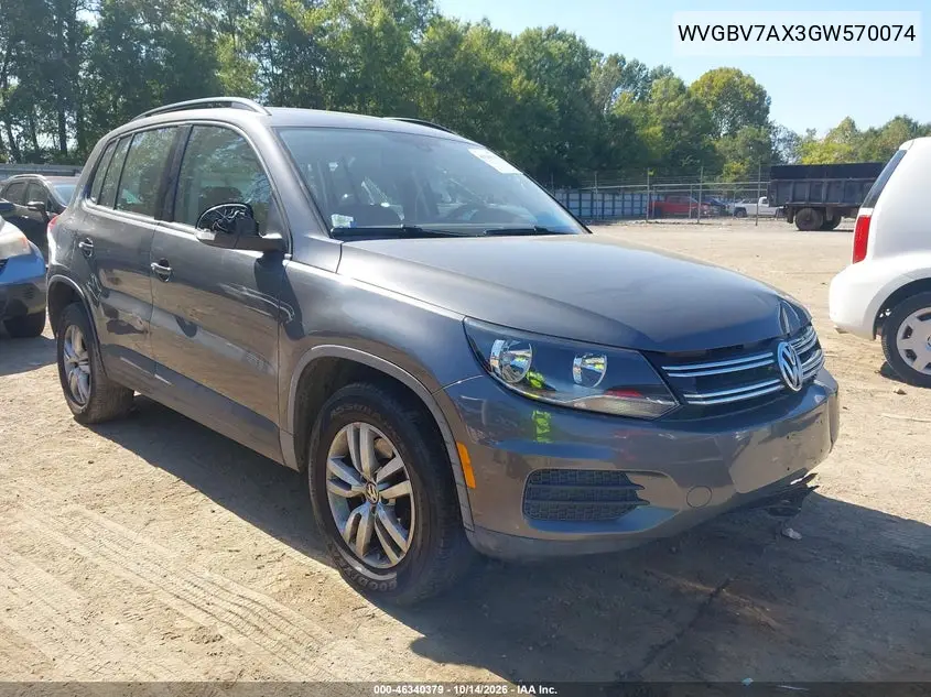 VOLKSWAGEN TIGUAN 2016, VIN WVGBV7AX3GW570074