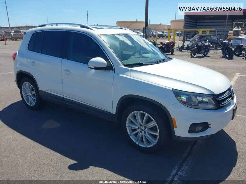 VOLKSWAGEN TIGUAN 2016, VIN WVGAV7AX6GW550476