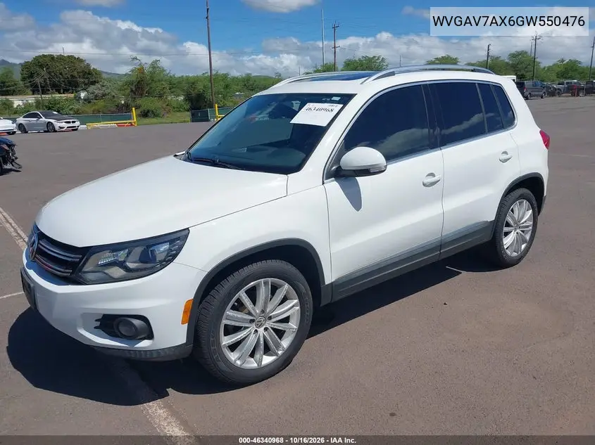 2016 VOLKSWAGEN TIGUAN VIN WVGAV7AX6GW550476 — фото 2