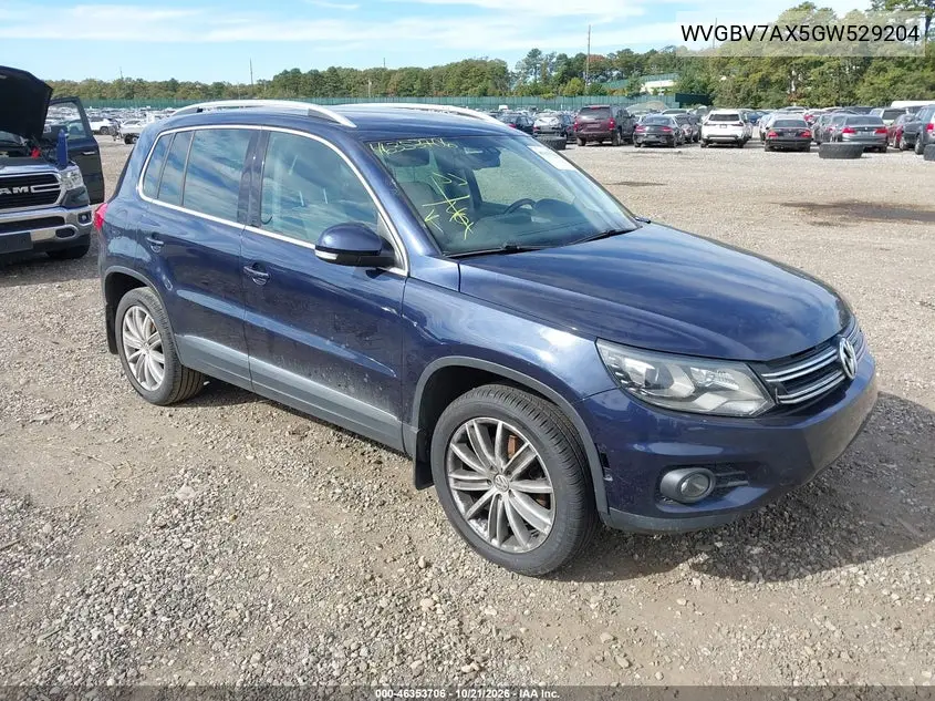 VOLKSWAGEN TIGUAN 2016, VIN WVGBV7AX5GW529204