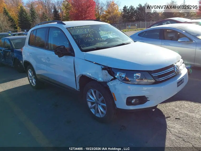 VOLKSWAGEN TIGUAN 2017, VIN WVGNV7AX4HK025295
