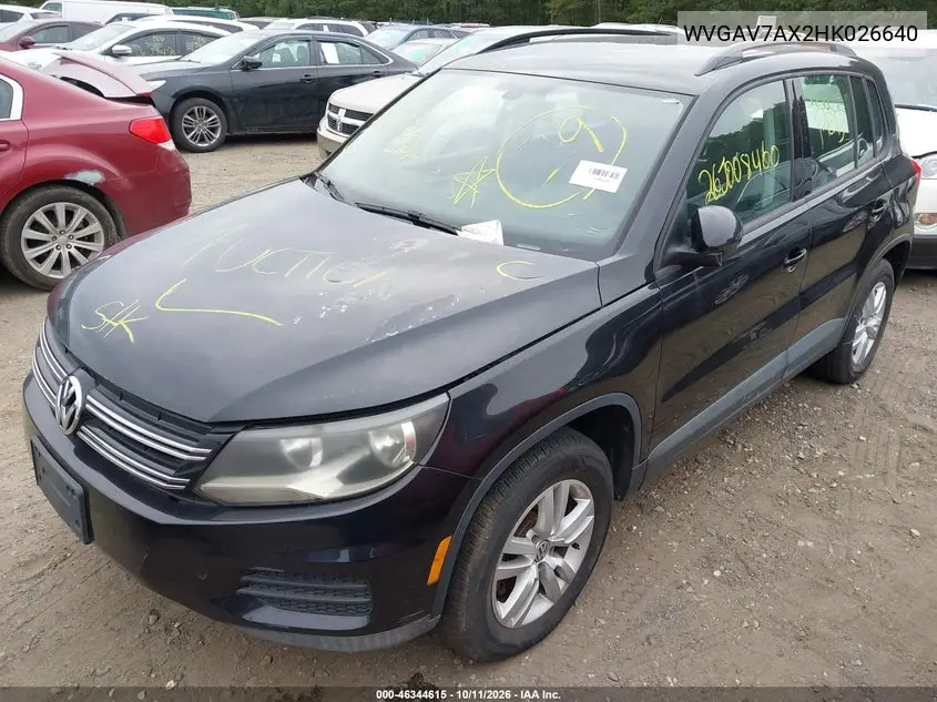 2017 VOLKSWAGEN TIGUAN VIN WVGAV7AX2HK026640 — фото 2