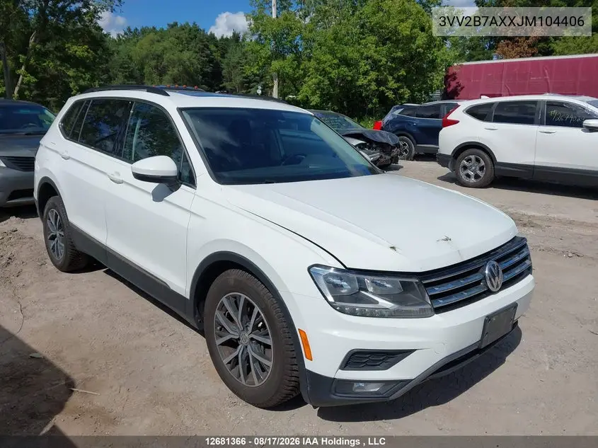 VOLKSWAGEN TIGUAN 2018, VIN 3VV2B7AXXJM104406