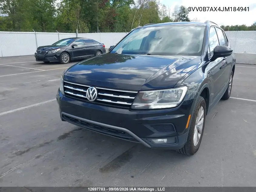 2018 VOLKSWAGEN TIGUAN VIN 3VV0B7AX4JM184941 — фото 2