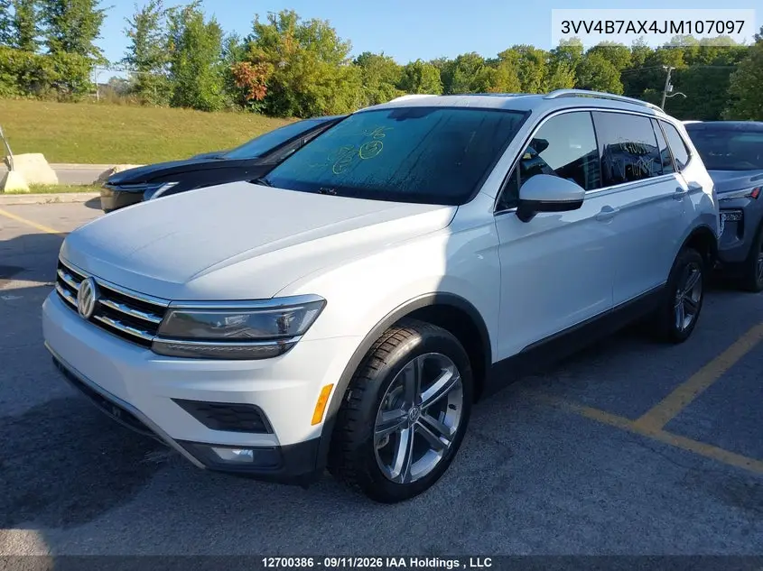 2018 VOLKSWAGEN TIGUAN VIN 3VV4B7AX4JM107097 — фото 2