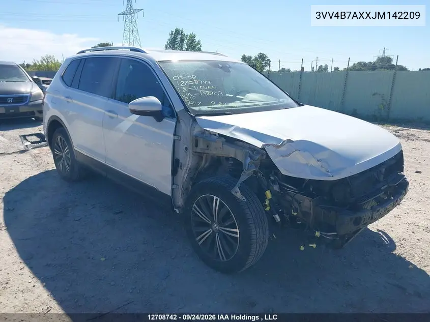 VOLKSWAGEN TIGUAN 2018, VIN 3VV4B7AXXJM142209