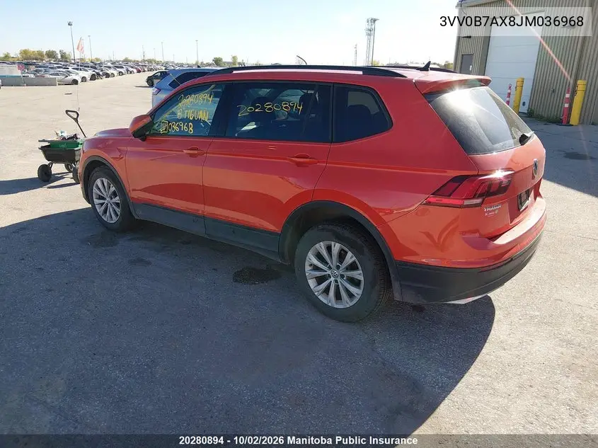 2018 VOLKSWAGEN TIGUAN VIN 3VV0B7AX8JM036968 — фото 3