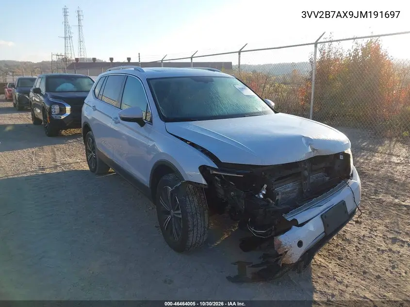 VOLKSWAGEN TIGUAN 2018, VIN 3VV2B7AX9JM191697